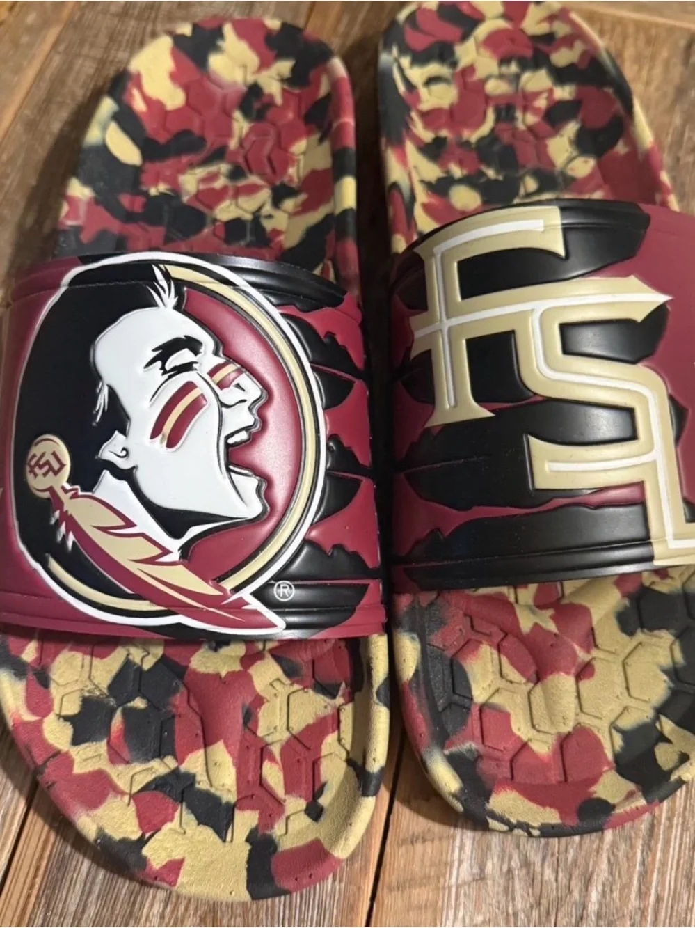 Florida State Slide Sandals in Garnet, Black & Gold
